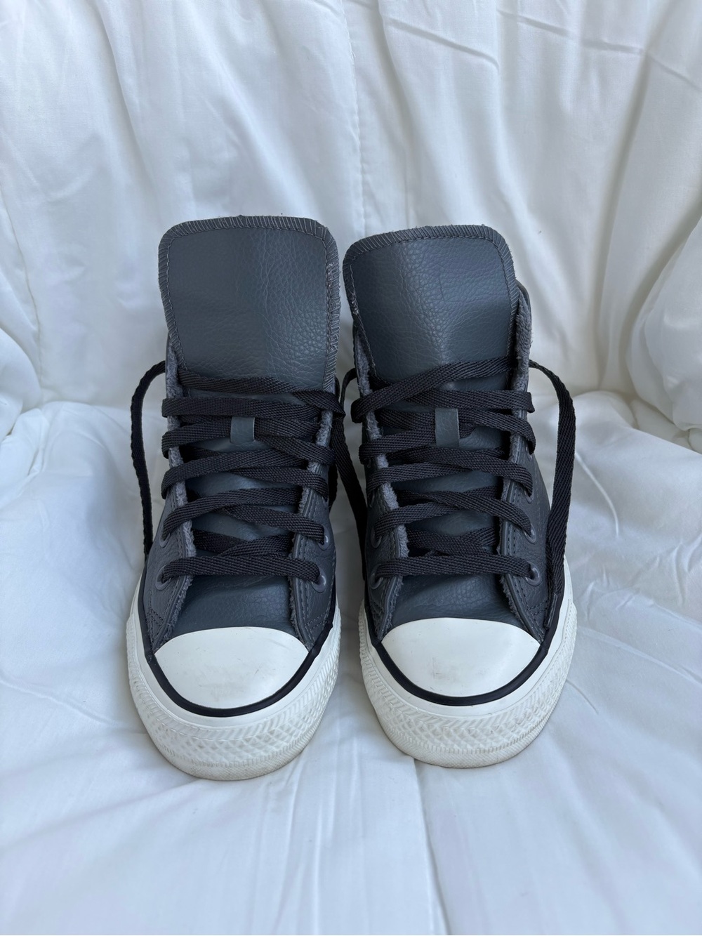 Converse High-Top Sneakers Women, Iron Grey with White Toe. Size 6.5